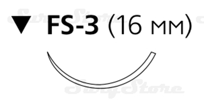 Picture of W9444 Нити хирургические стерильные, синтетические, рассасывающиеся, с атравматическими иглами и без игл: Викрил фиолетовый М2 (3/0) 75см игла режущая FS-3 CONV