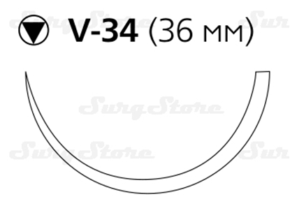 Picture of W9364 Викрил фиолетовый М3.5 (0) 75см игла колющая таперкат V-34